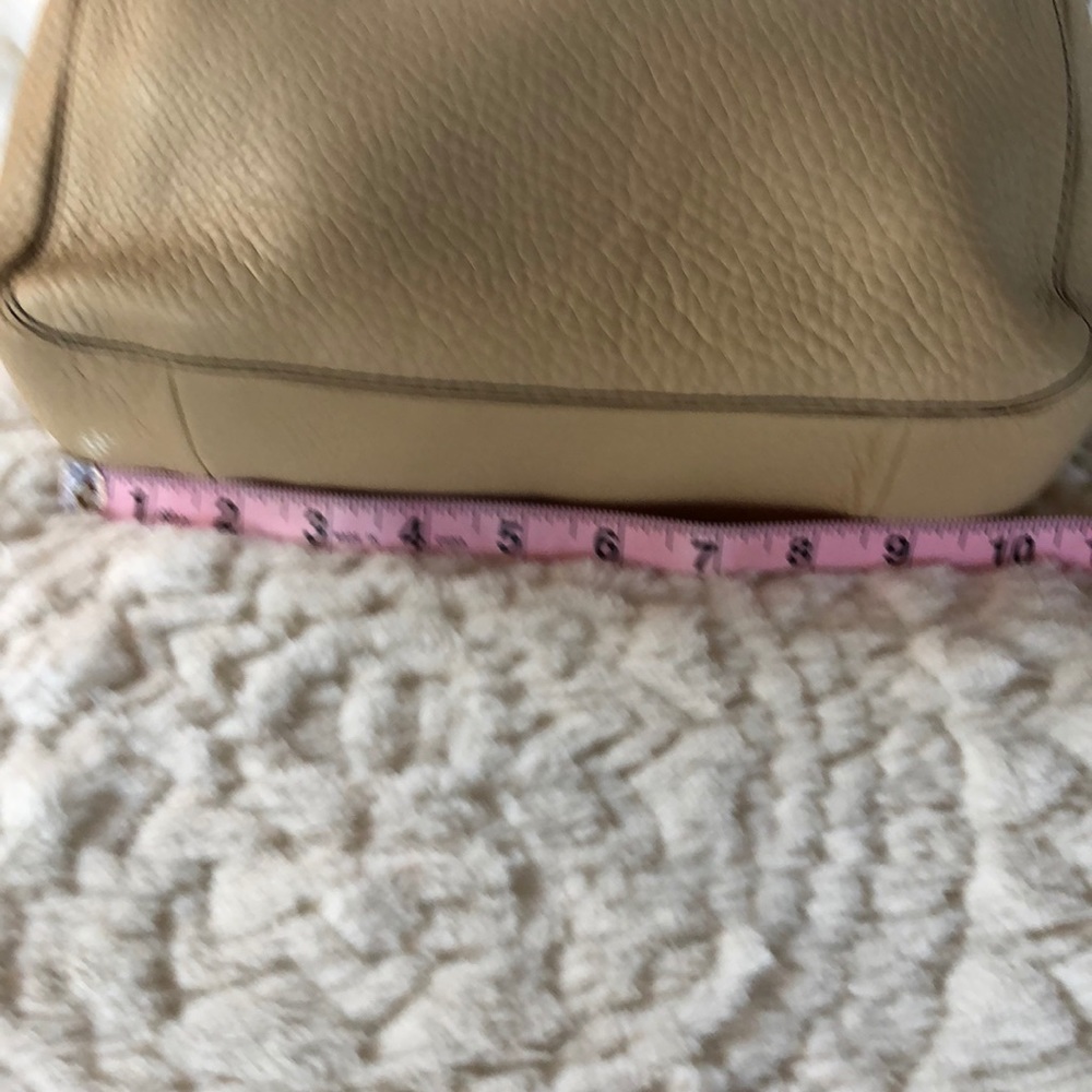 Coach Beige Pebbled Leather Shoulder Bag with Dark Brown Strap - Picture 6 of 8